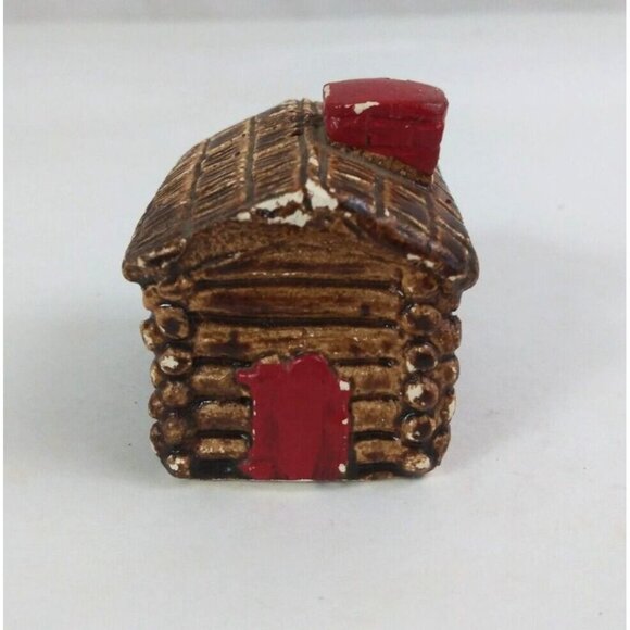 Vintage Chalk Ware Log Cabin 1.75" Salt & Pepper Shakers - Picture 2 of 13